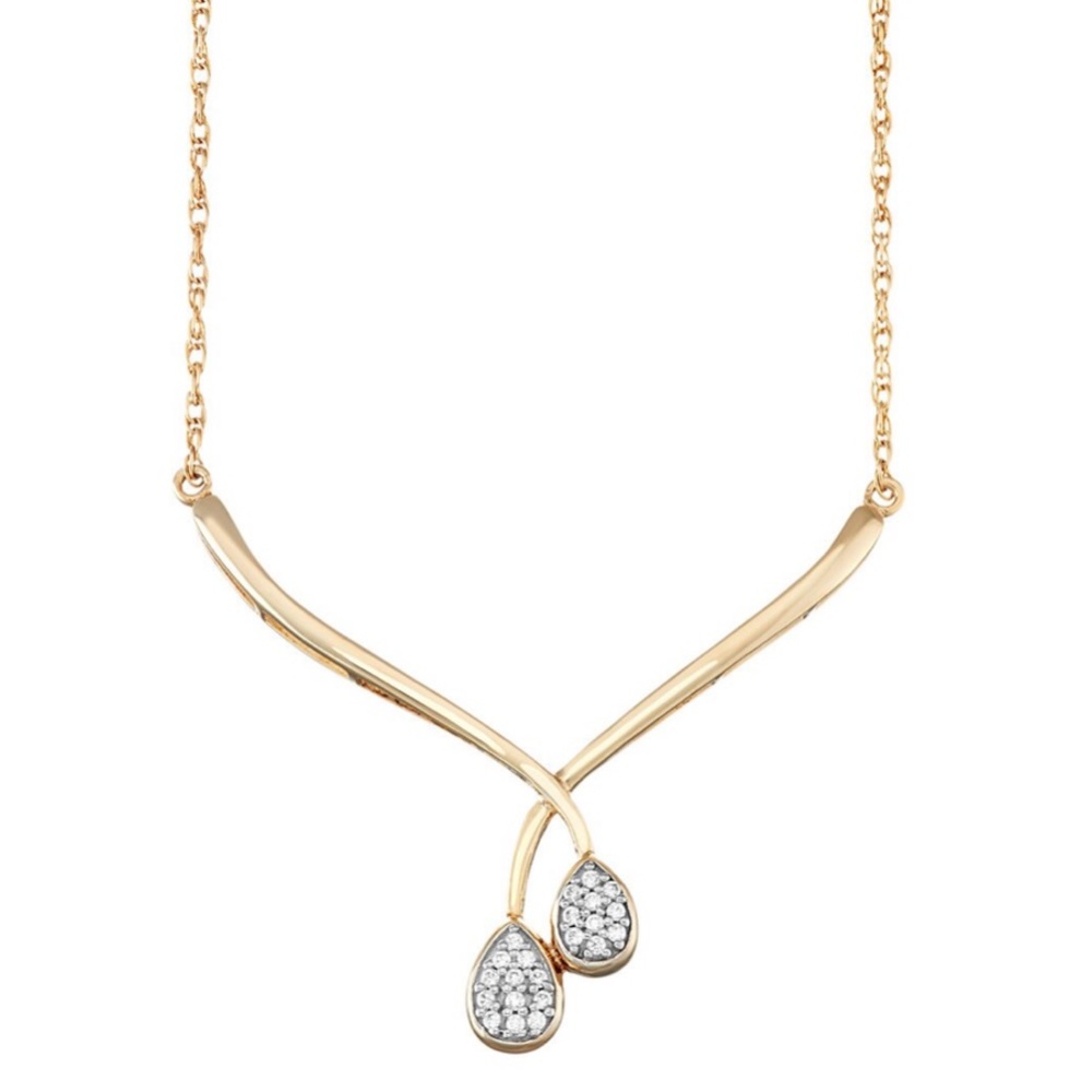 14k Gold Over Silver 1/10 Carat Diamond Necklace